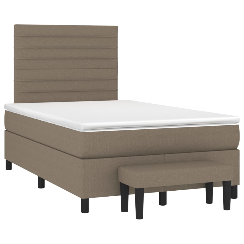 Pat box spring cu saltea, gri taupe, 120x200 cm, textil GartenMobel Dekor