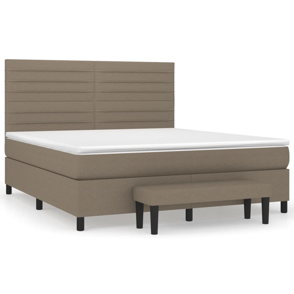 Pat box spring cu saltea, gri taupe, 160x200 cm material textil GartenMobel Dekor