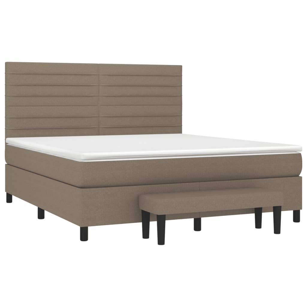 Pat box spring cu saltea, gri taupe, 160x200 cm material textil GartenMobel Dekor