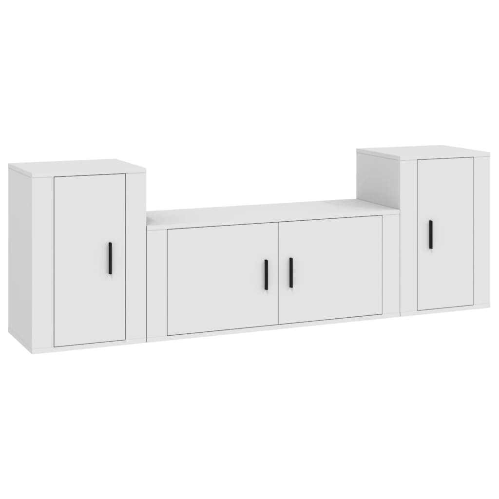 Set comodă TV, 3 piese, alb, lemn prelucrat GartenMobel Dekor