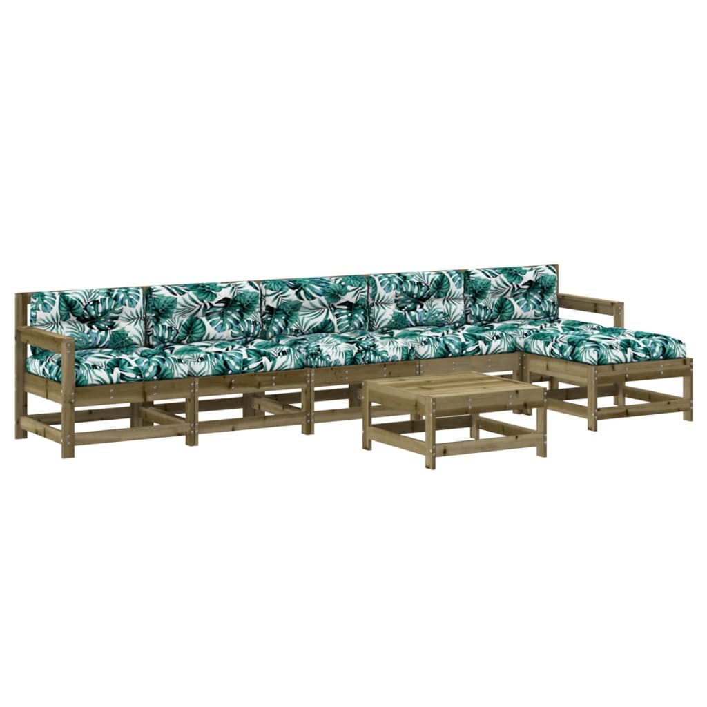 Set mobilier de grădină cu perne, 7 piese, lemn de pin tratat GartenMobel Dekor