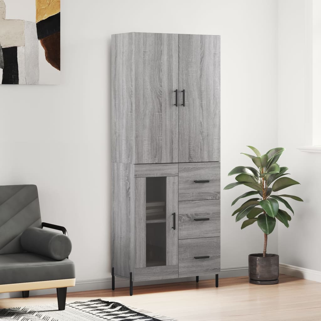 Dulap înalt, gri sonoma, 69,5x34x180 cm, lemn compozit GartenMobel Dekor