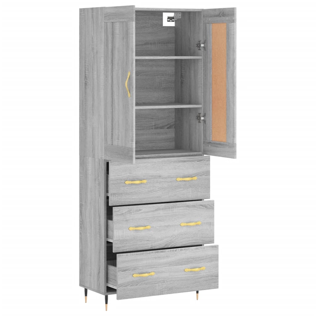 Dulap înalt, gri sonoma, 69,5x34x180 cm, lemn compozit GartenMobel Dekor
