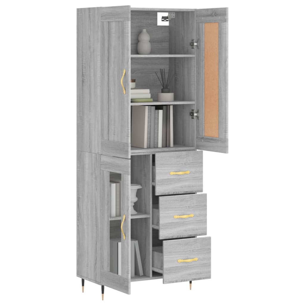 Dulap înalt, gri sonoma, 69,5x34x180 cm, lemn compozit GartenMobel Dekor