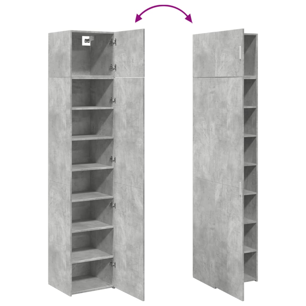Dulap depozitare slim gri beton 45x42,5x225 cm lemn prelucrat GartenMobel Dekor