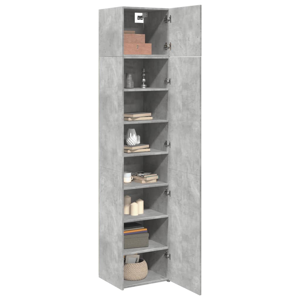 Dulap depozitare slim gri beton 45x42,5x225 cm lemn prelucrat GartenMobel Dekor