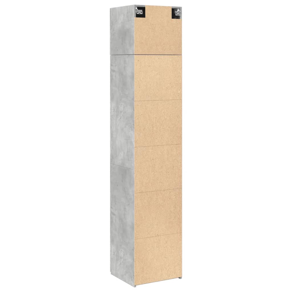 Dulap depozitare slim gri beton 45x42,5x225 cm lemn prelucrat GartenMobel Dekor