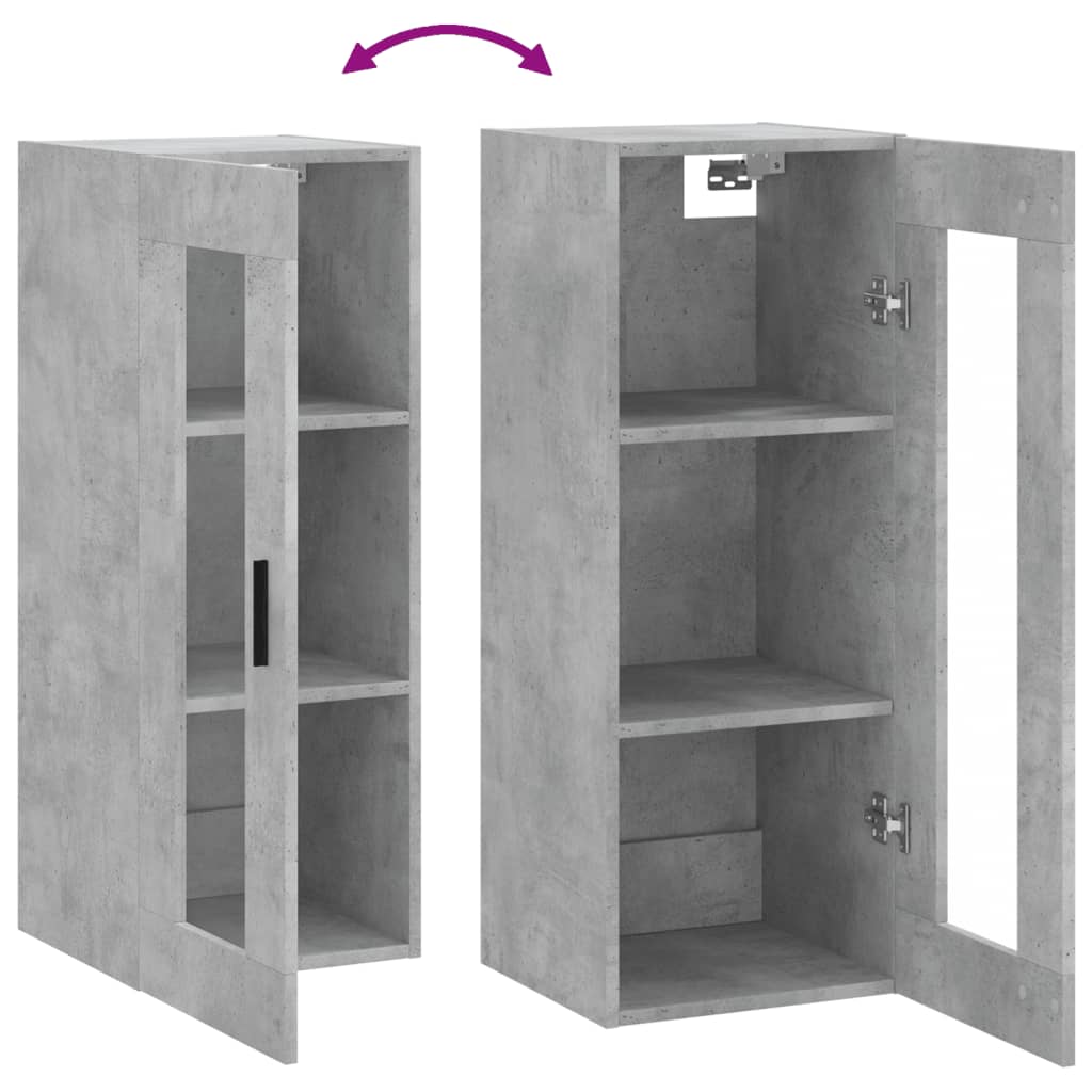 Dulap montat pe perete, gri beton, 34,5x34x90 cm GartenMobel Dekor