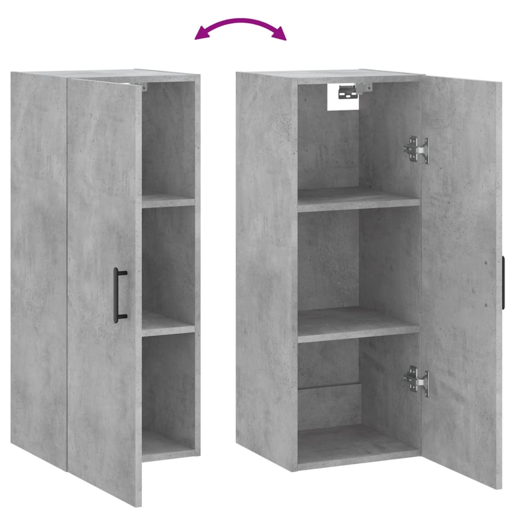 Dulap montat pe perete, gri beton, 34,5x34x90 cm GartenMobel Dekor