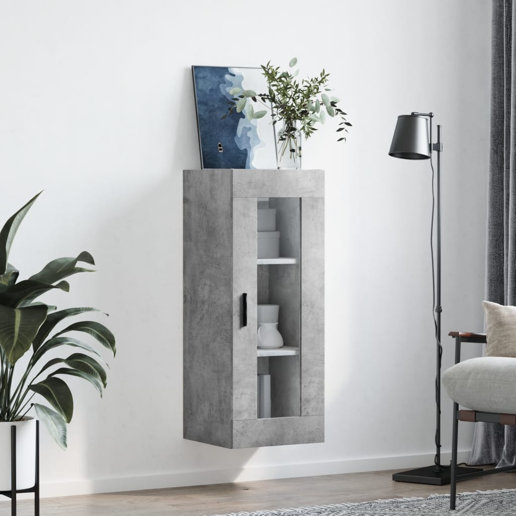 Dulap montat pe perete, gri beton, 34,5x34x90 cm GartenMobel Dekor