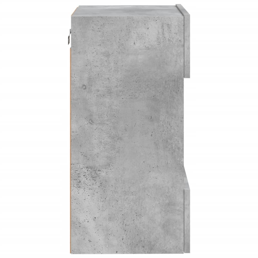 Comodă TV de perete cu lumini LED, gri beton, 40x30x60,5 cm GartenMobel Dekor