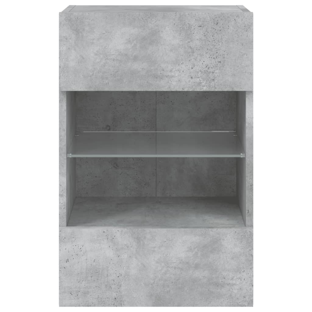 Comodă TV de perete cu lumini LED, gri beton, 40x30x60,5 cm GartenMobel Dekor