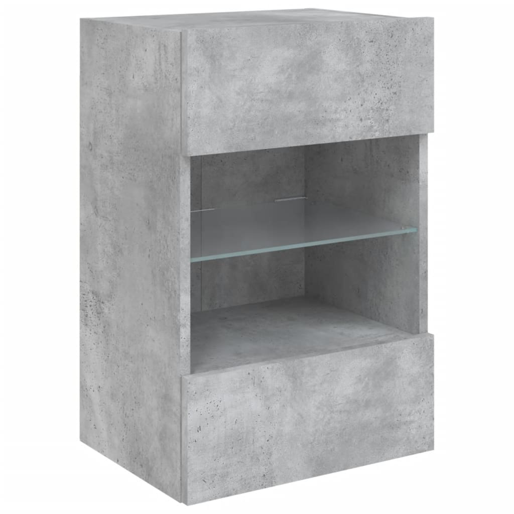 Comodă TV de perete cu lumini LED, gri beton, 40x30x60,5 cm GartenMobel Dekor