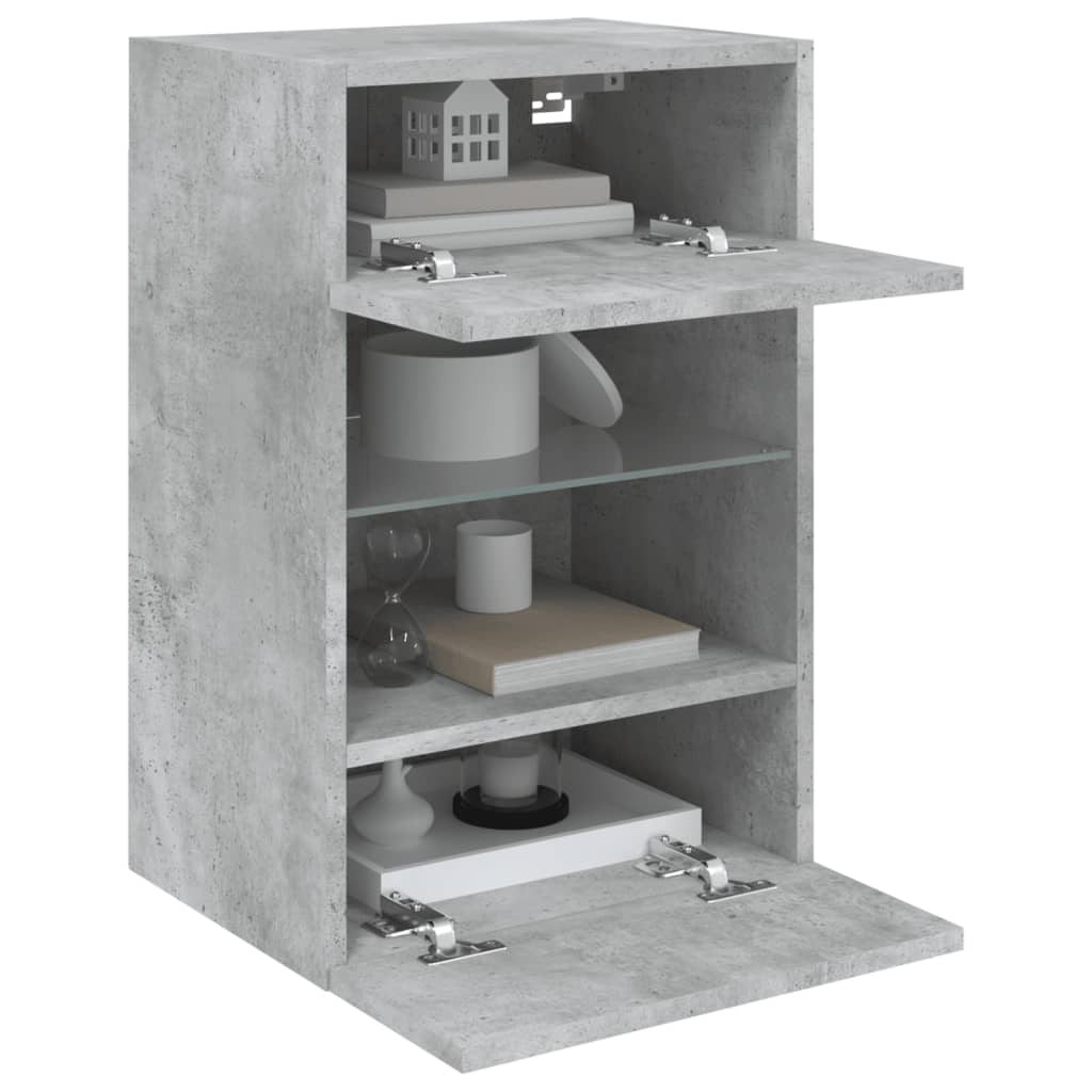 Comodă TV de perete cu lumini LED, gri beton, 40x30x60,5 cm GartenMobel Dekor