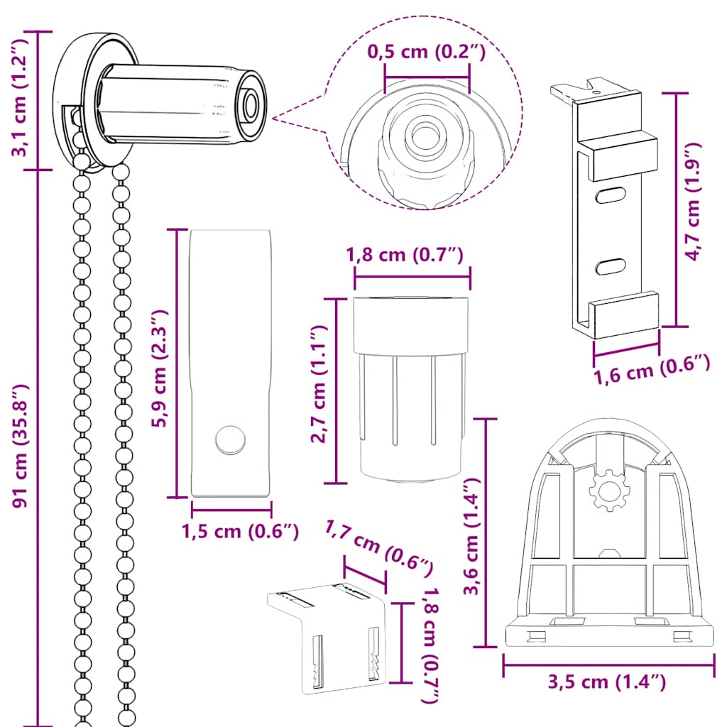 19 de accesorii pentru jaluzele rulante 18 mm GartenMobel Dekor
