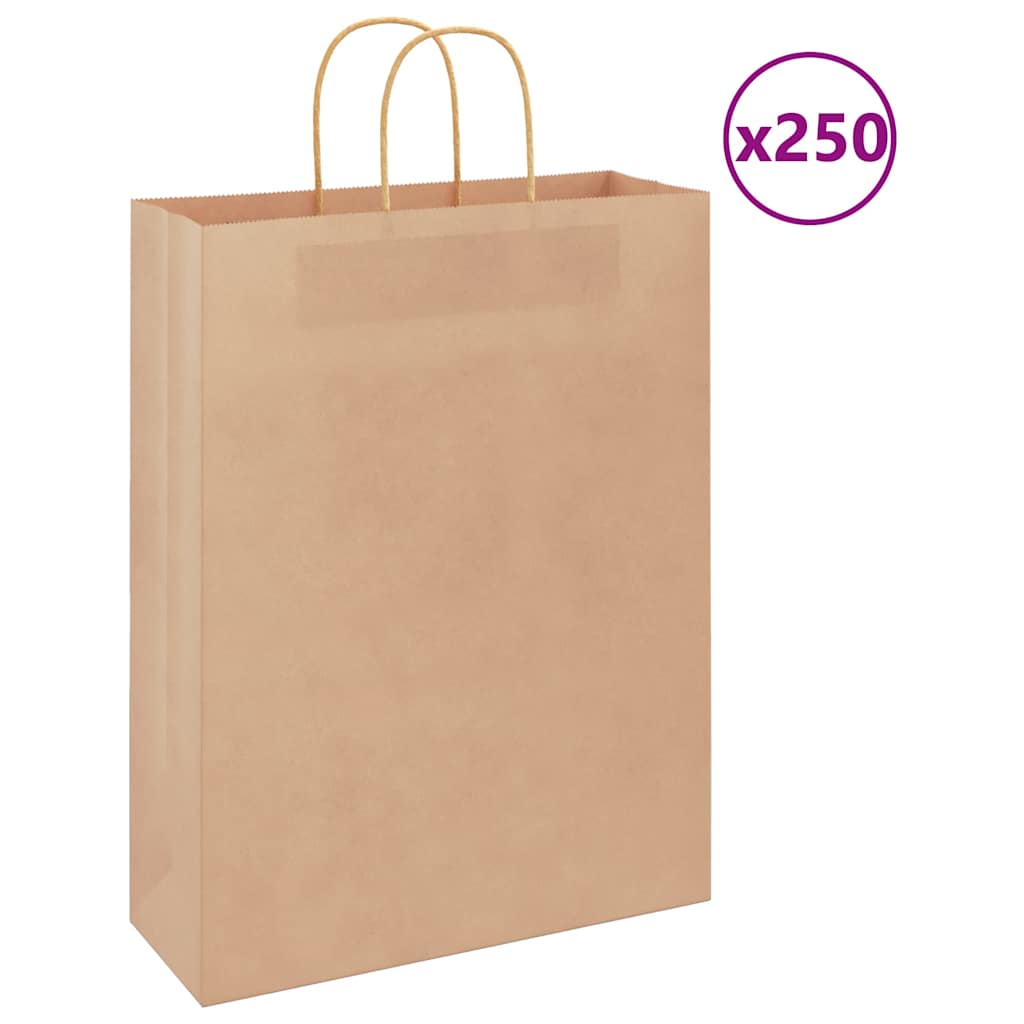 Pungi de hârtie 250 buc cu mânere maro 32x12x42 cm GartenMobel Dekor