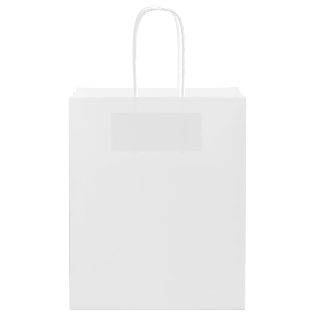 Pungi de hârtie 50 buc cu mânere albe 18x8x22 cm GartenMobel Dekor