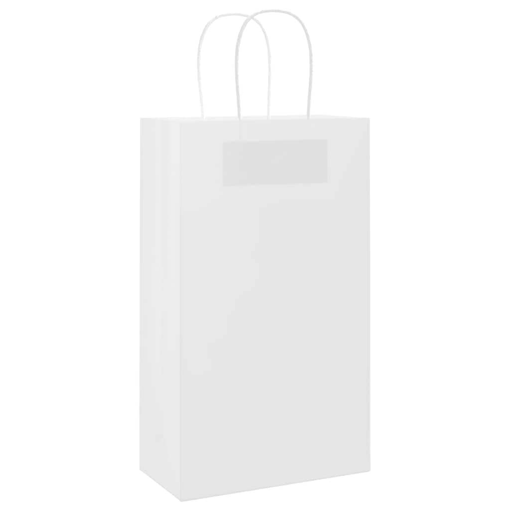 Pungi de hârtie 50 buc cu mânere albe 21x11x36 cm GartenMobel Dekor