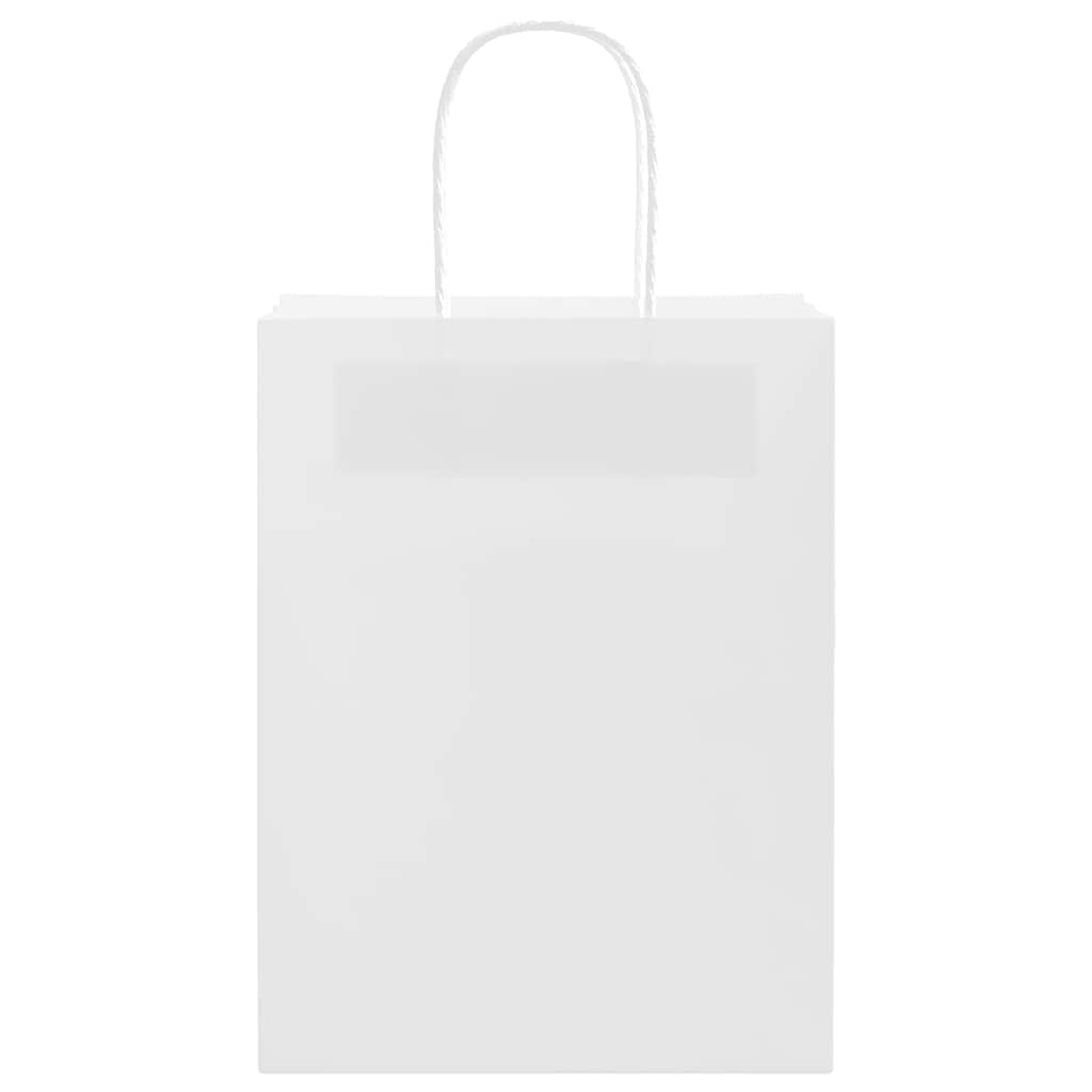 Pungi de hârtie 250 buc cu mânere albe 21x11x28 cm GartenMobel Dekor