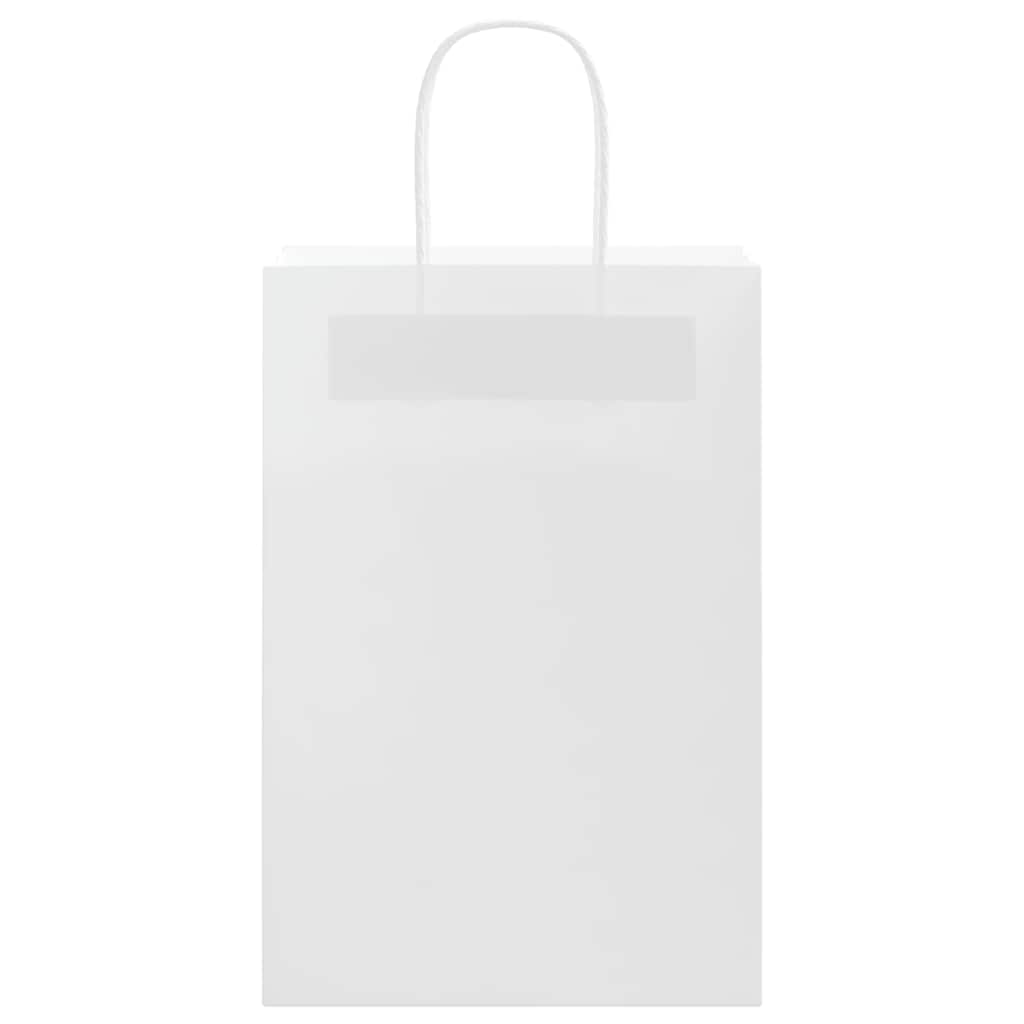 Pungi de hârtie 250 buc cu mânere albe 21x11x31 cm GartenMobel Dekor