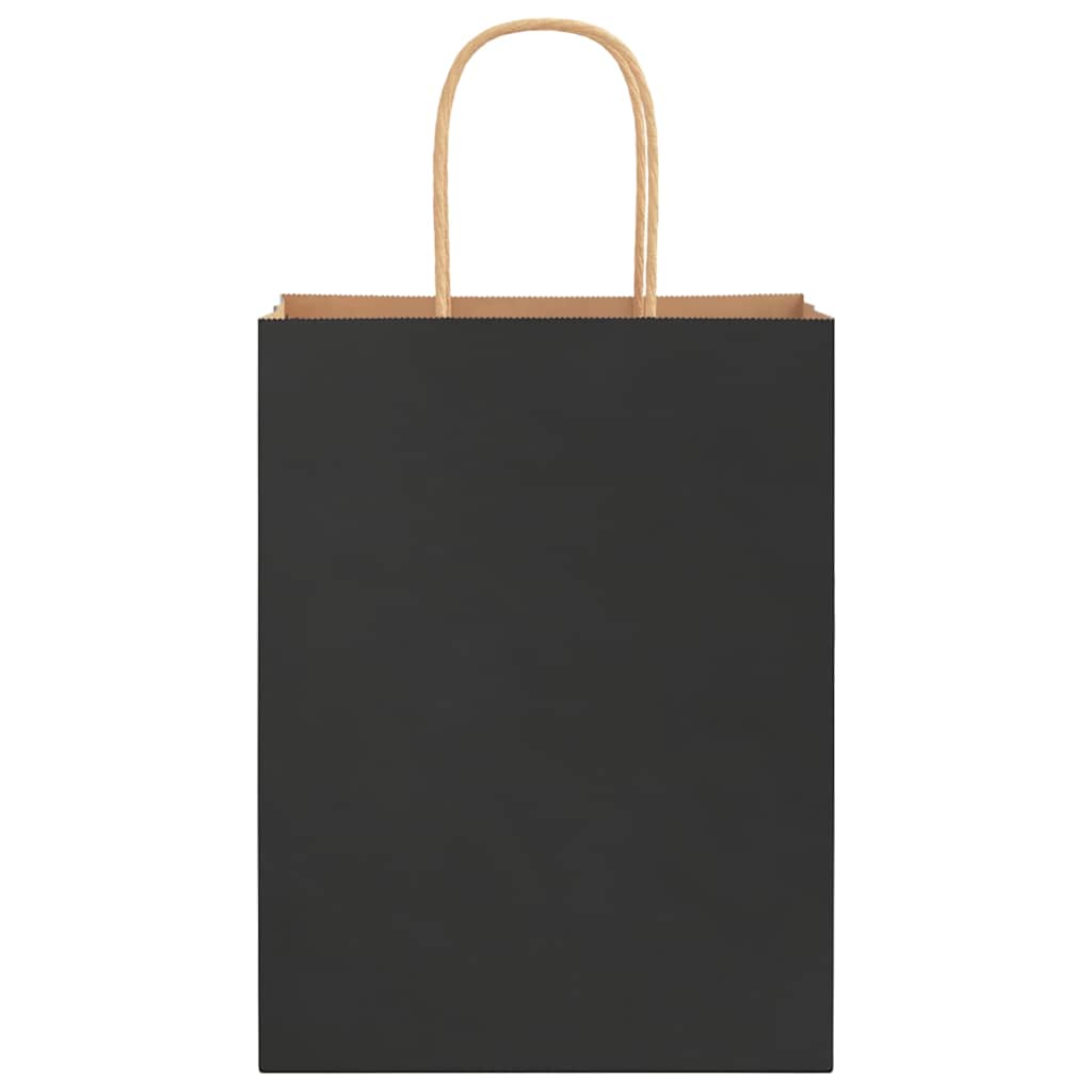 Pungi de hârtie 250 buc cu mânere negre 21x11x28 cm GartenMobel Dekor