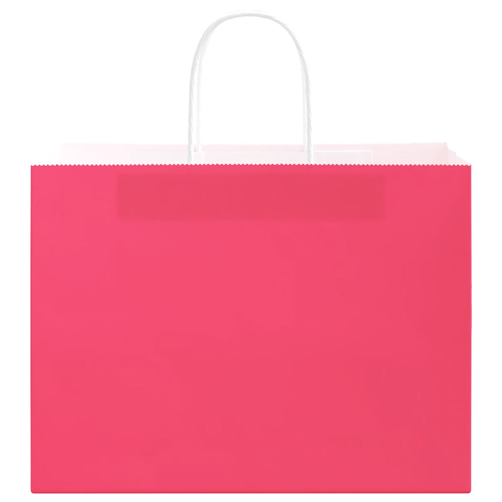 Pungi de hârtie 250 buc cu mânere roz 32x17x25 cm GartenMobel Dekor