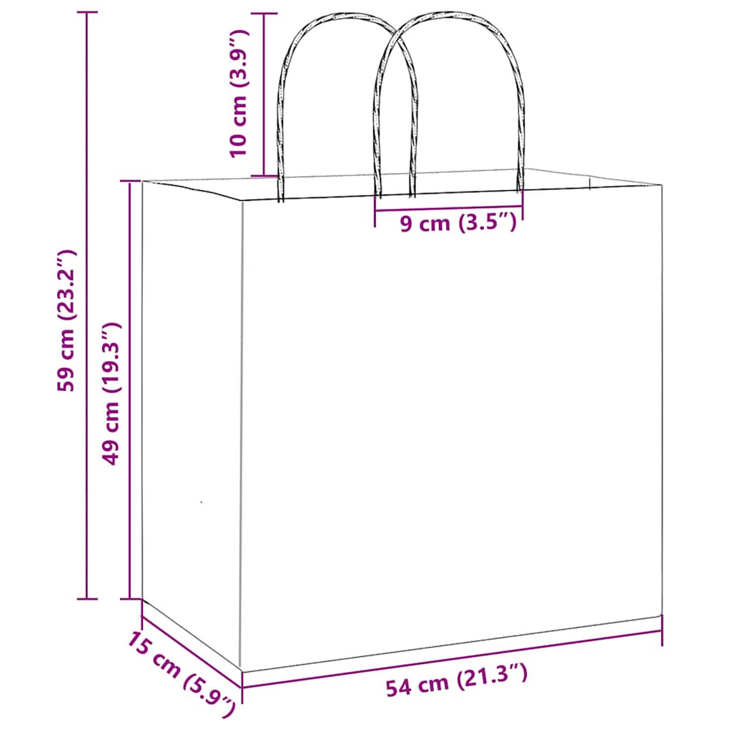 Pungi de hârtie 250 buc cu mânere roz 54x15x49 cm GartenMobel Dekor