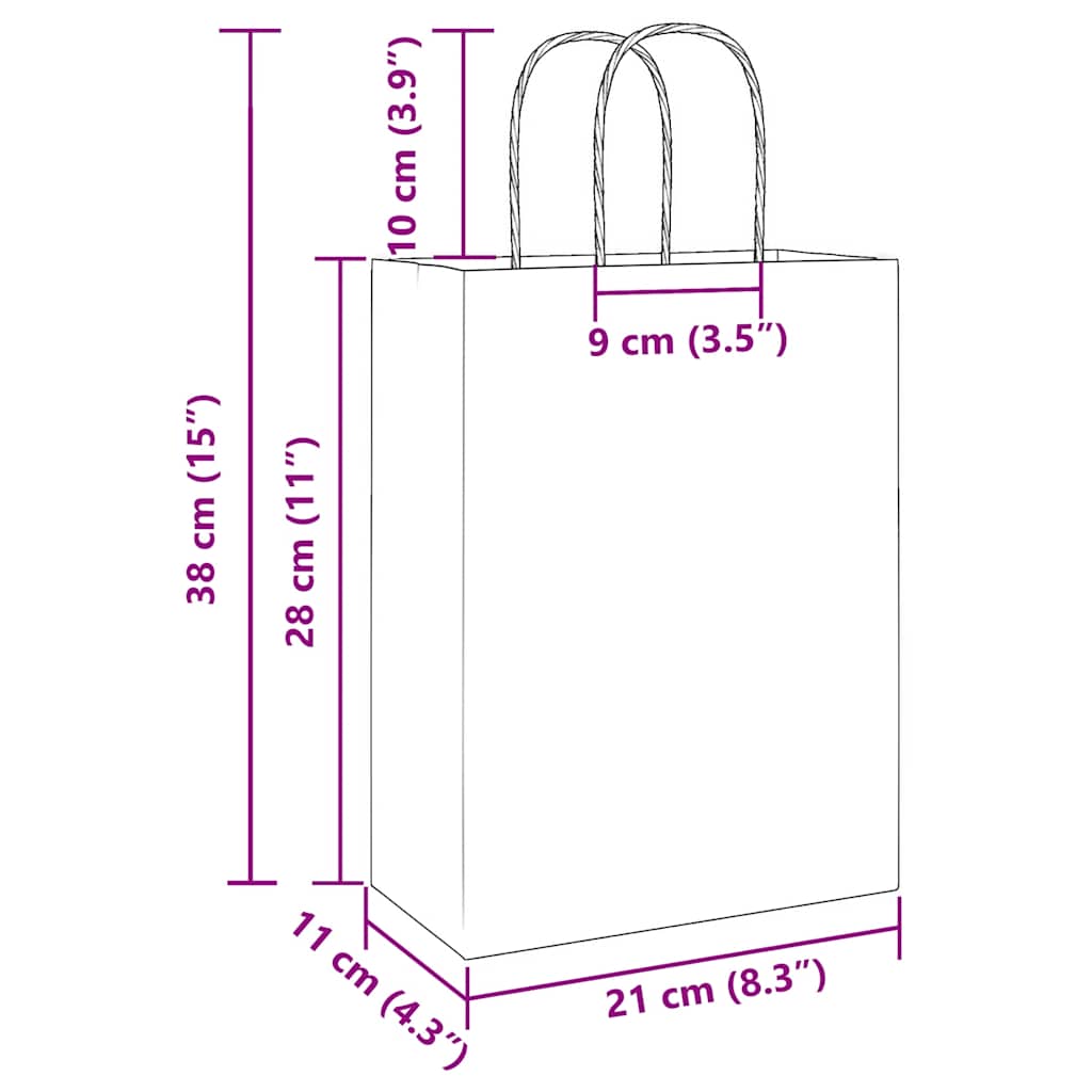 Pungi de hârtie 50 buc cu mânere roz 21x11x28 cm GartenMobel Dekor