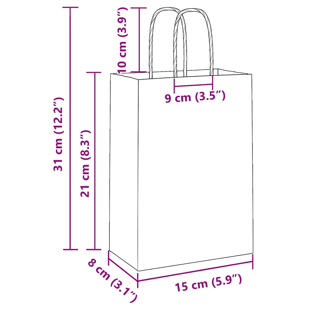 Saci de hârtie 50 buc cu mânere Albastru 15x8x21 cm GartenMobel Dekor