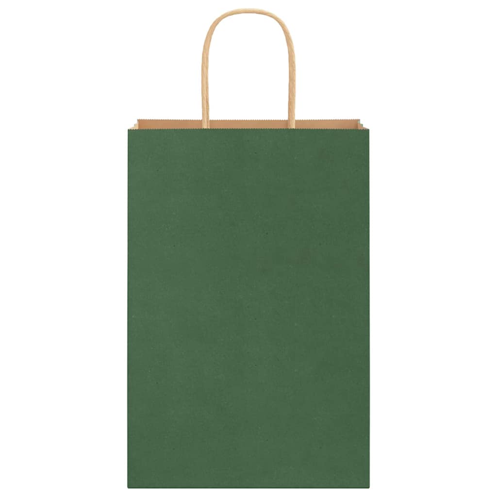 Pungi de hârtie 250 buc cu mânere verde 21x11x31 cm GartenMobel Dekor