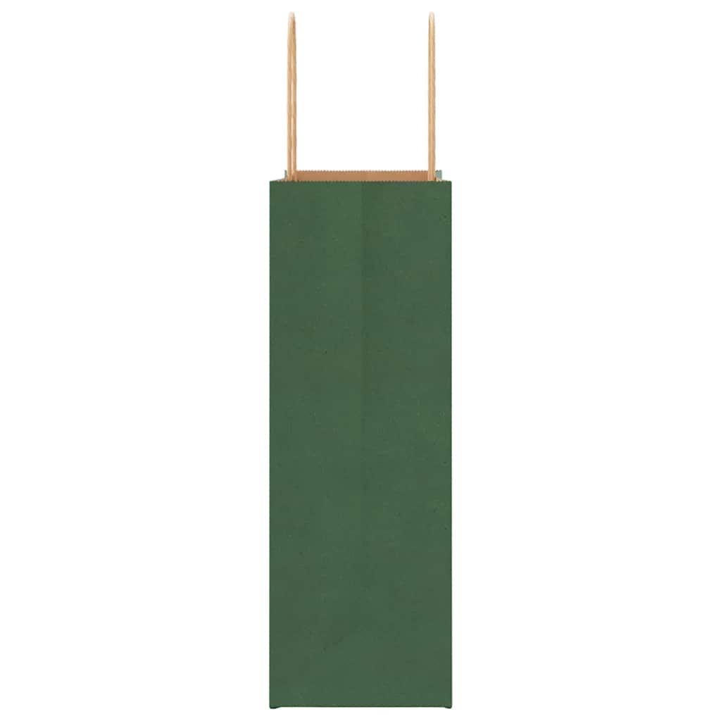 Pungi de hârtie 250 buc cu mânere verde 21x11x31 cm GartenMobel Dekor