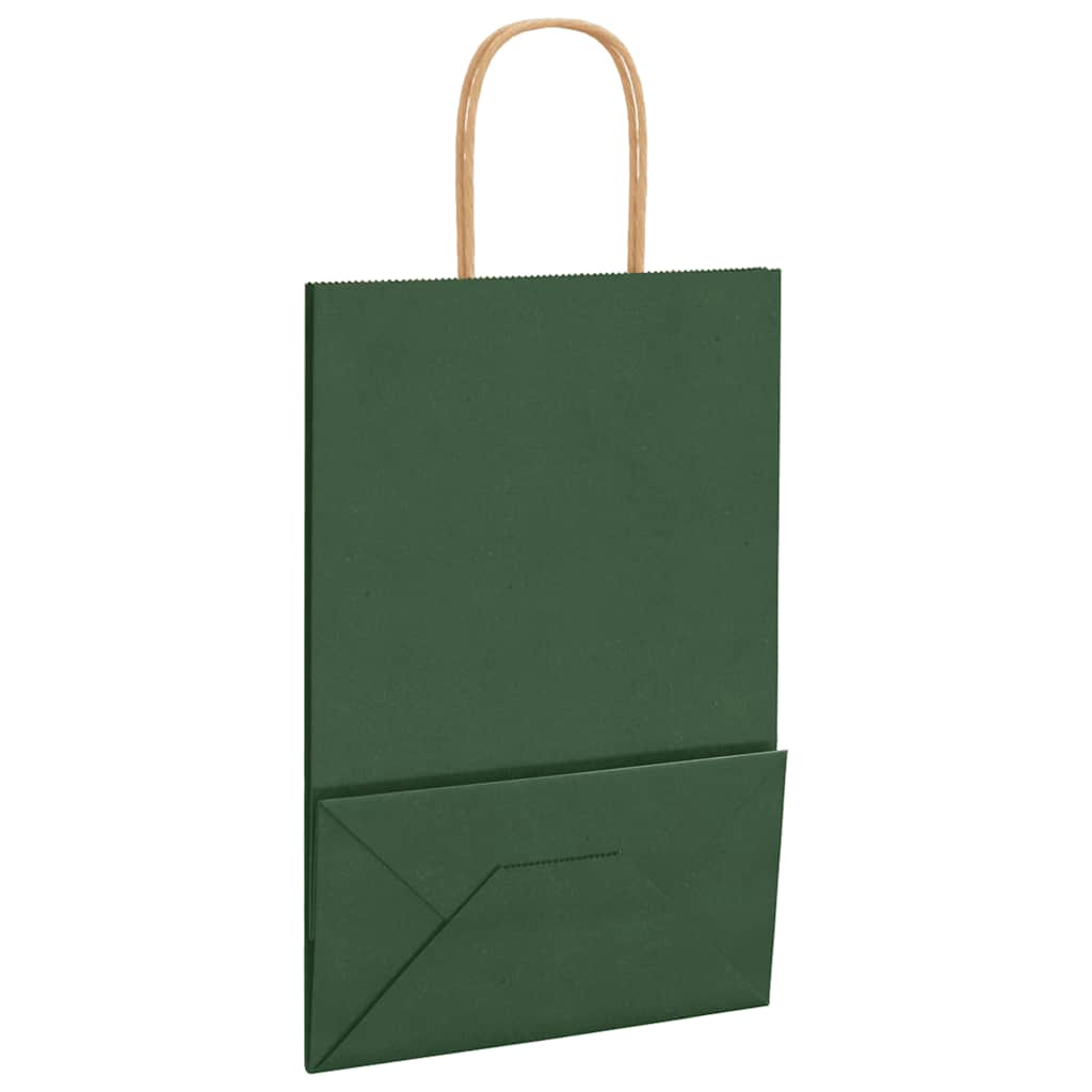 Pungi de hârtie 250 buc cu mânere verde 21x11x31 cm GartenMobel Dekor