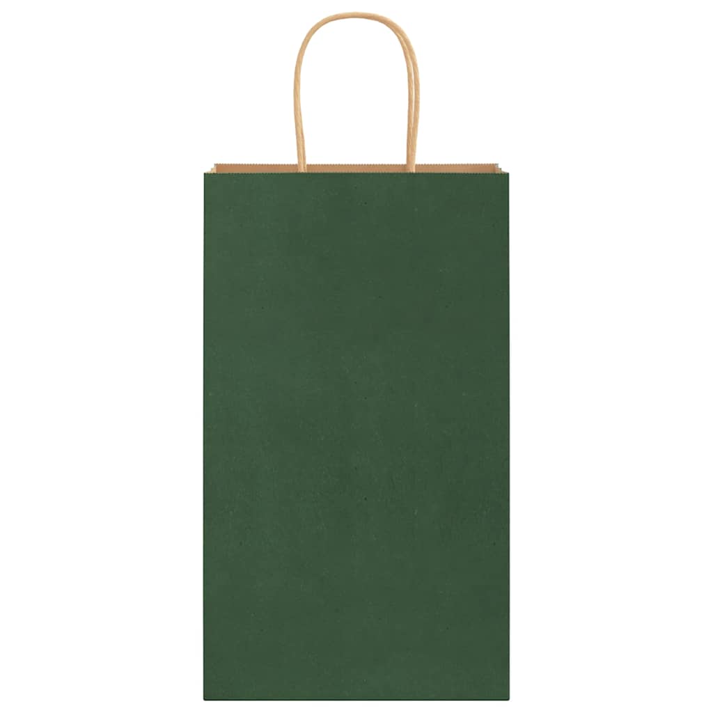 Pungi de hârtie 250 buc cu mânere verde 21x11x36 cm GartenMobel Dekor