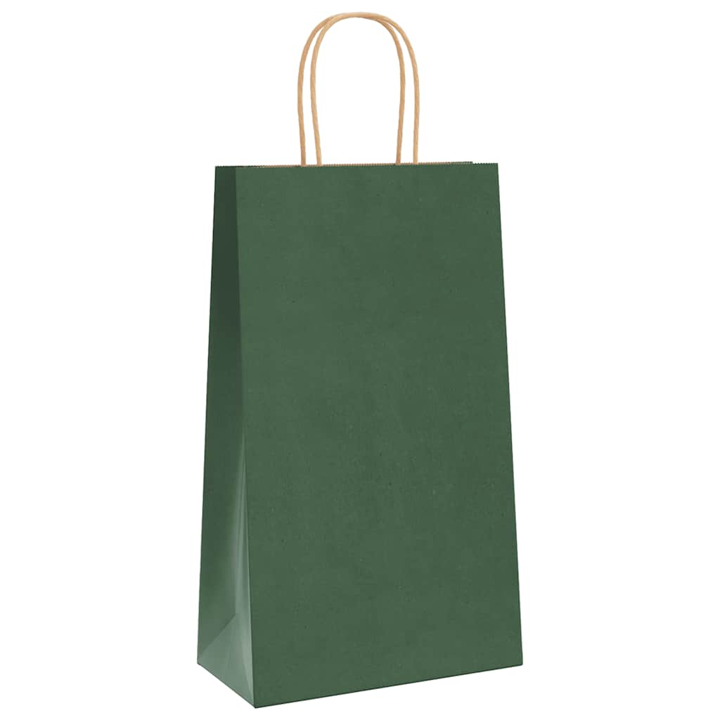 Pungi de hârtie 250 buc cu mânere verde 21x11x36 cm GartenMobel Dekor