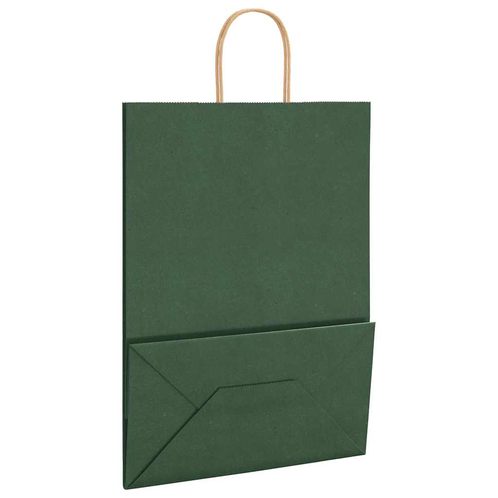 Pungi de hârtie 250 buc cu mânere verde 32x17x44 cm GartenMobel Dekor