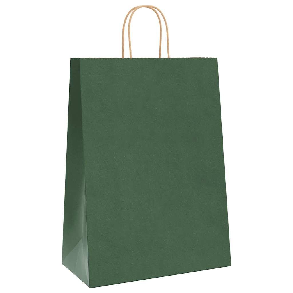 Pungi de hârtie 250 buc cu mânere verde 32x17x44 cm GartenMobel Dekor