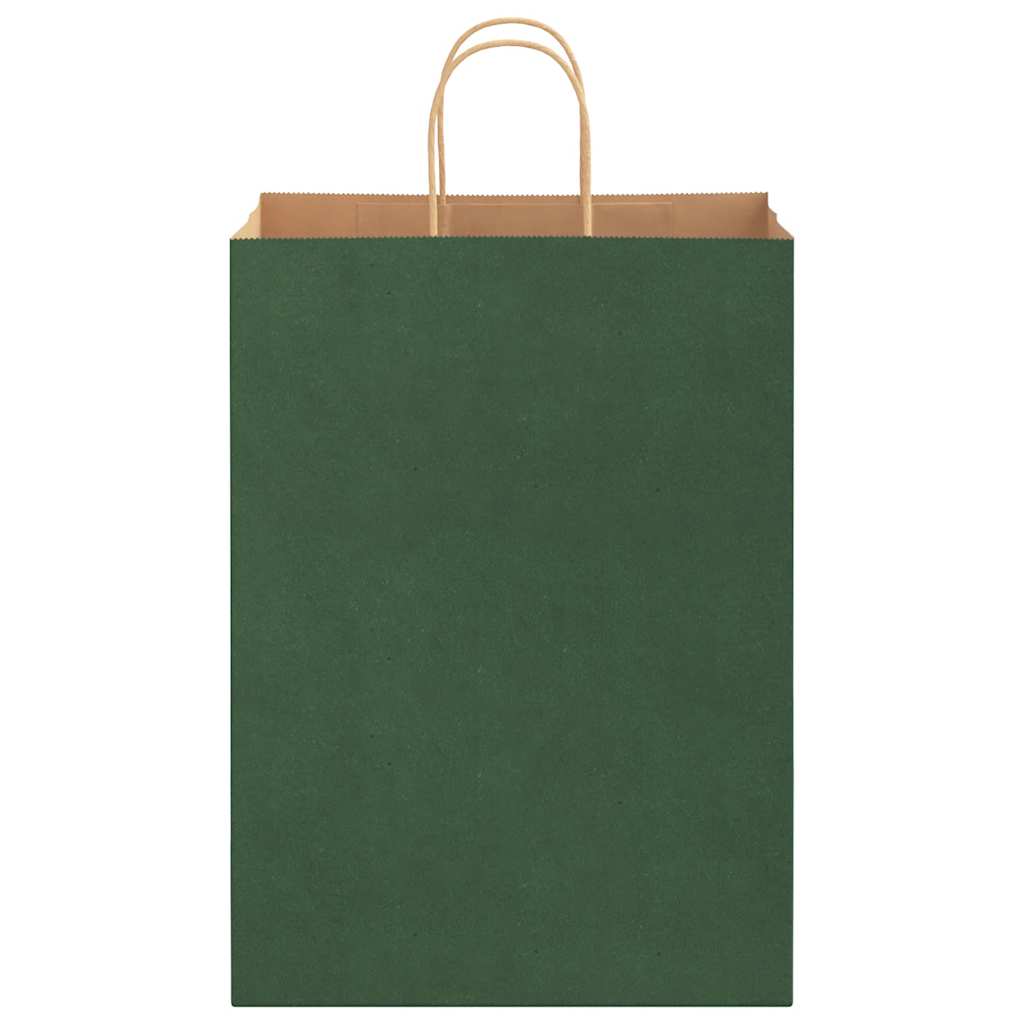 Pungi de hârtie 250 buc cu mânere verde 32x17x44 cm GartenMobel Dekor