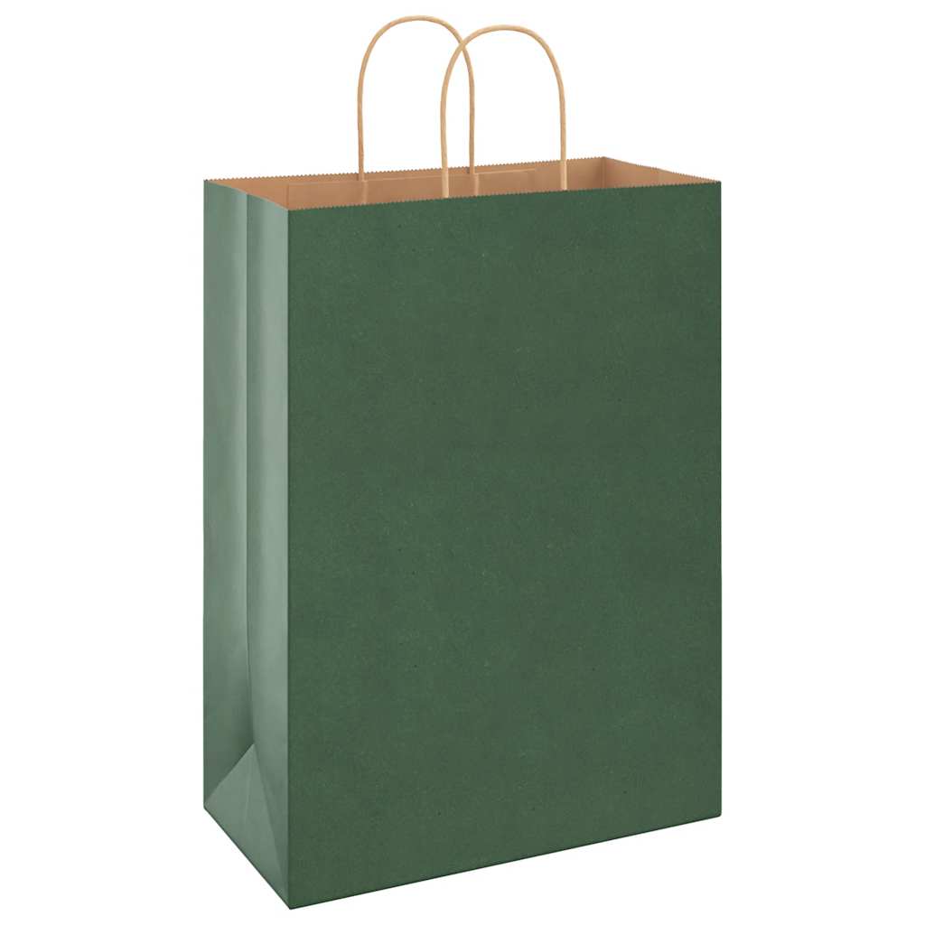 Pungi de hârtie 250 buc cu mânere verde 32x17x44 cm GartenMobel Dekor