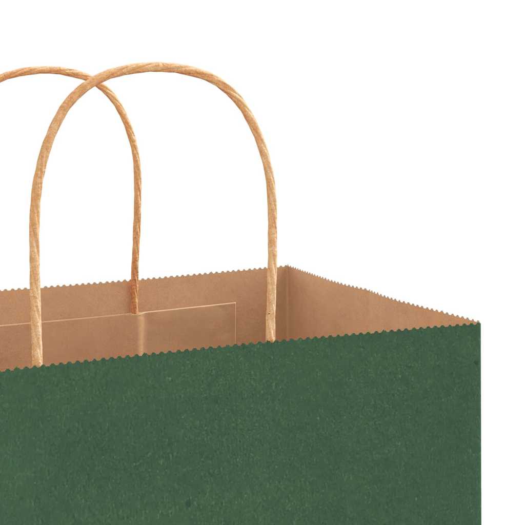 Pungi de hârtie 250 buc cu mânere verde 32x17x44 cm GartenMobel Dekor