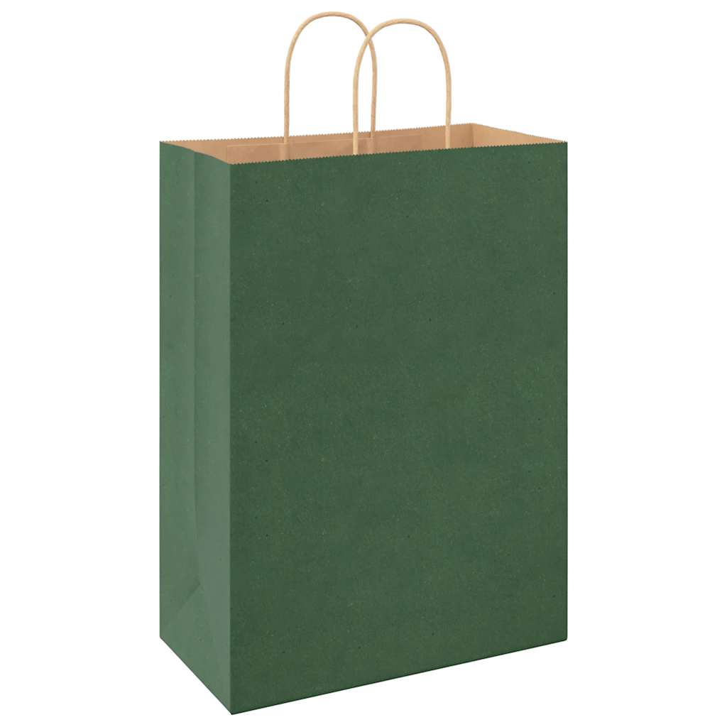 Pungi de hârtie 250 buc cu mânere verde 32x17x44 cm GartenMobel Dekor