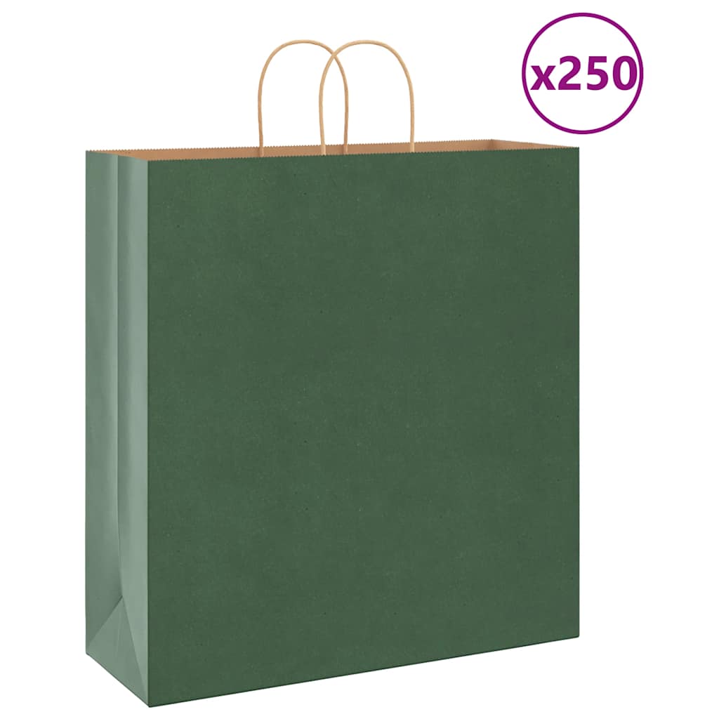 Saci de hârtie 250 buc cu mânere verde 45x17x48 cm GartenMobel Dekor