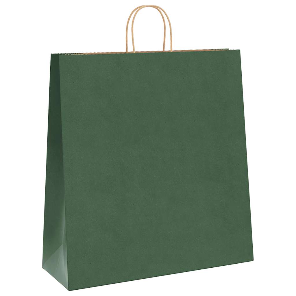 Saci de hârtie 250 buc cu mânere verde 45x17x48 cm GartenMobel Dekor