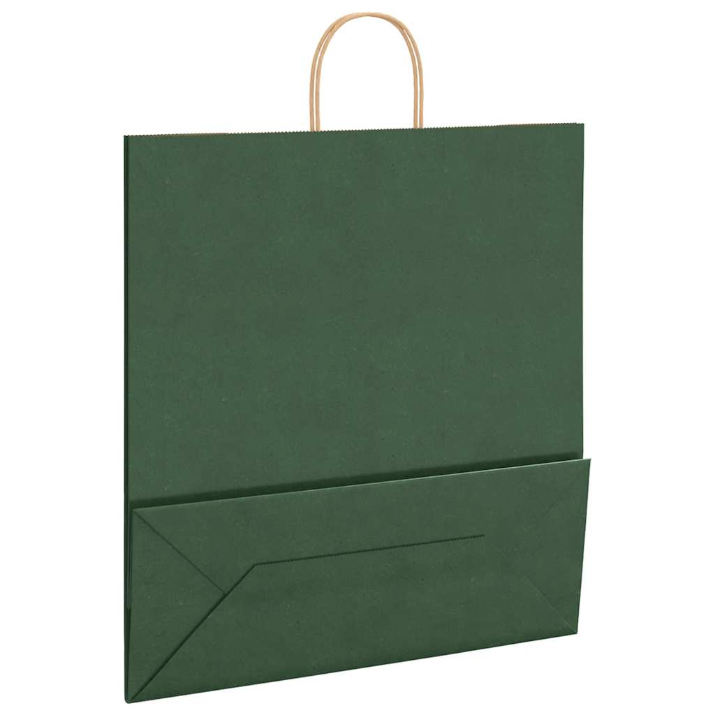 Saci de hârtie 250 buc cu mânere verde 45x17x48 cm GartenMobel Dekor