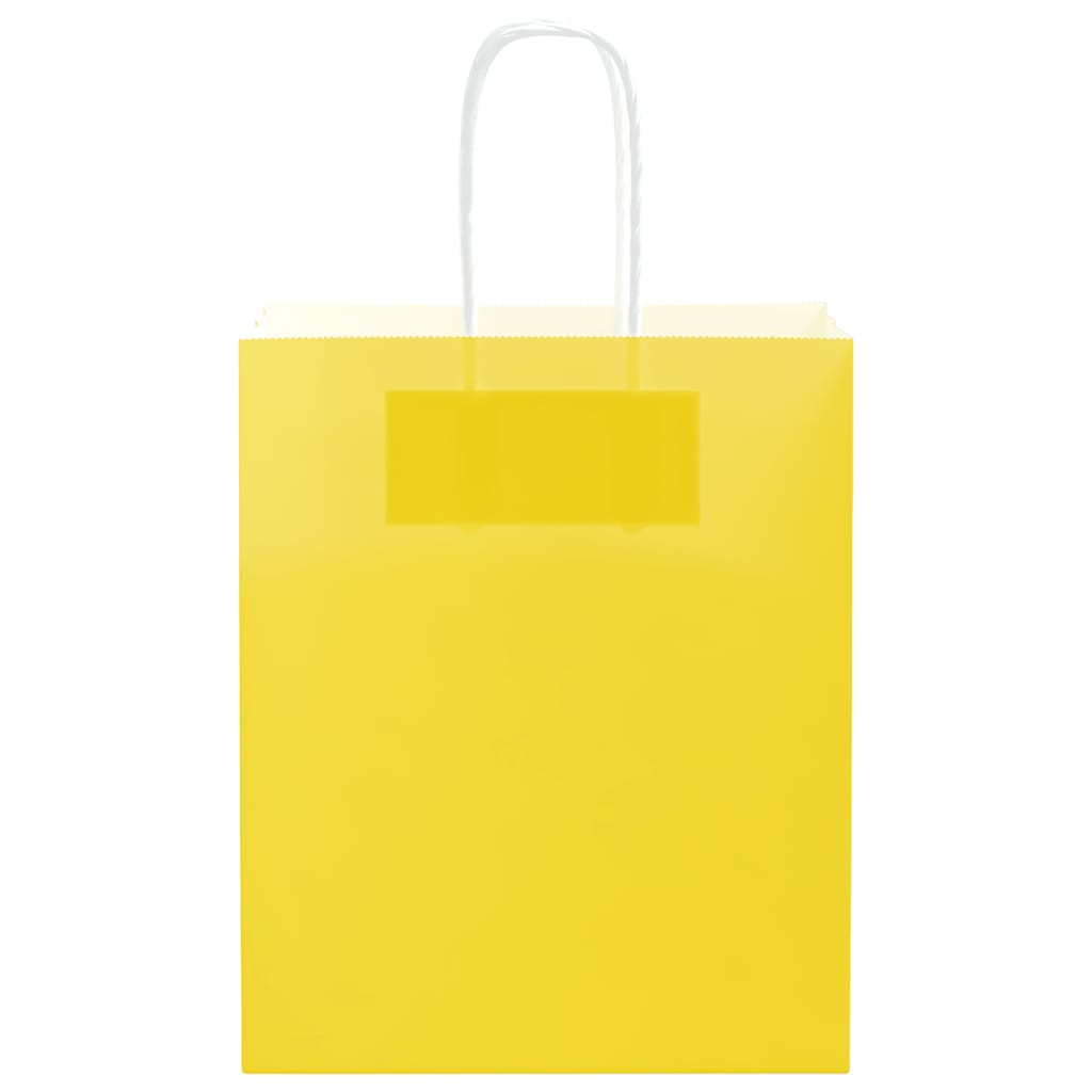 Pungi de hârtie 250 buc cu mânere galbene 18x8x22 cm GartenMobel Dekor
