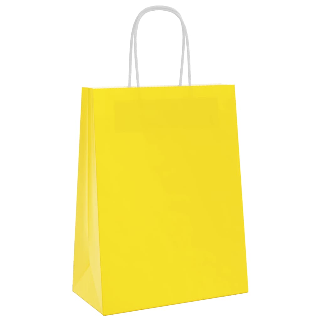Pungi de hârtie 50 buc cu mânere galbene 21x11x28 cm GartenMobel Dekor