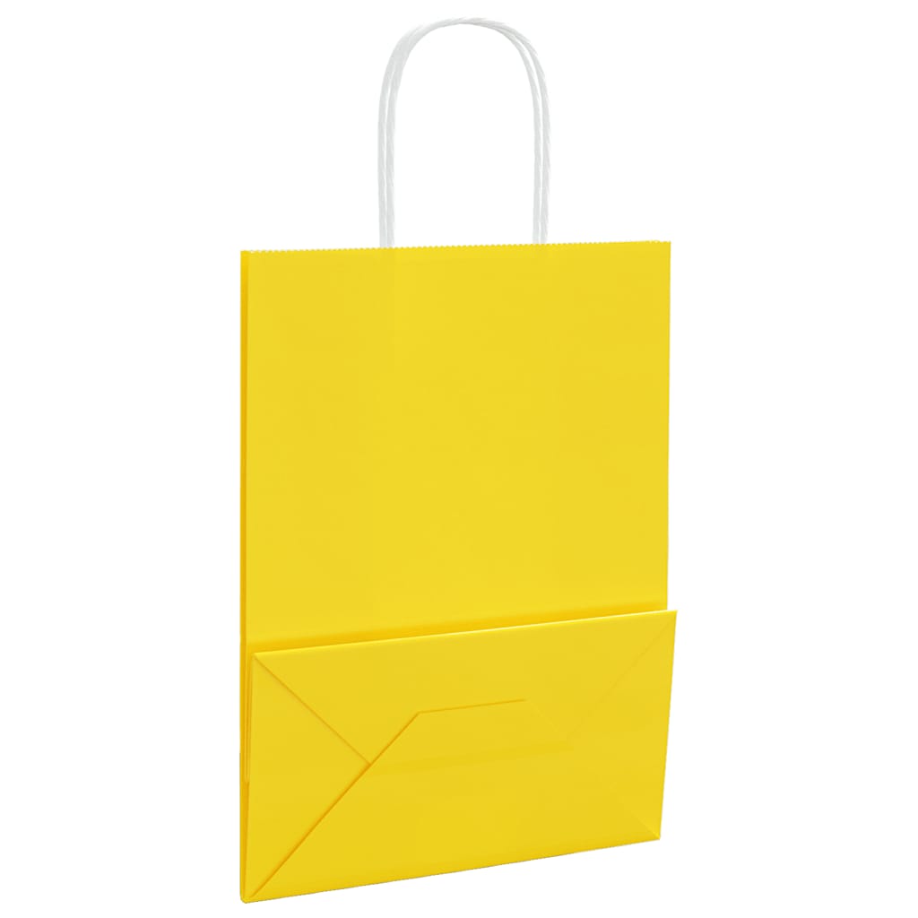 Pungi de hârtie 50 buc cu mânere galbene 21x11x28 cm GartenMobel Dekor