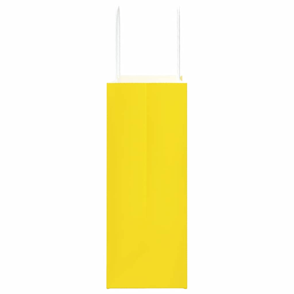 Pungi de hârtie 50 buc cu mânere galbene 21x11x28 cm GartenMobel Dekor