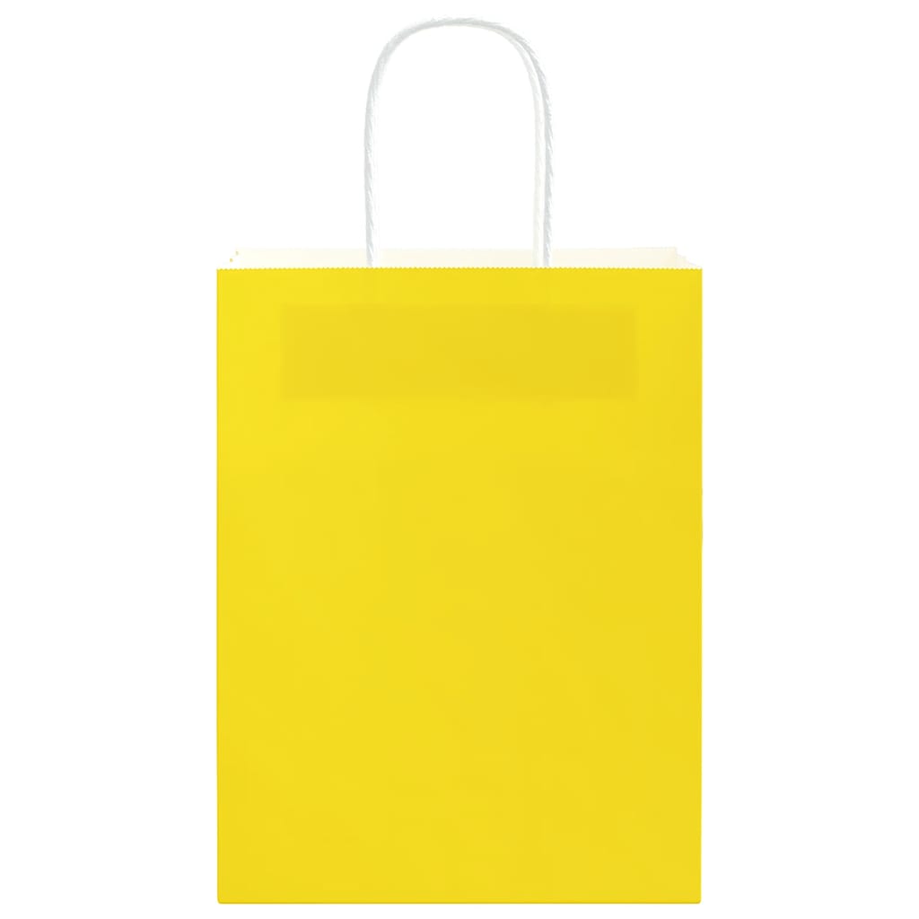 Pungi de hârtie 50 buc cu mânere galbene 21x11x28 cm GartenMobel Dekor