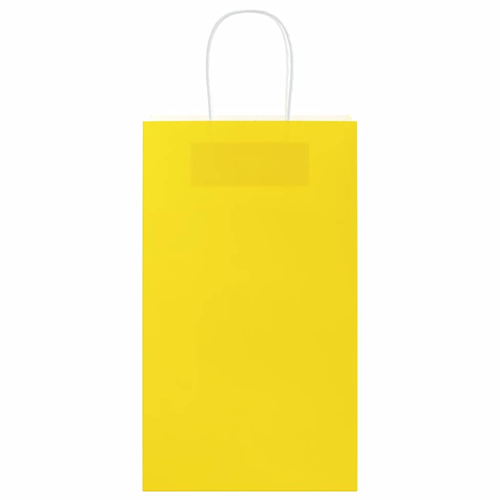 Pungi de hârtie 50 buc cu mânere galbene 21x11x36 cm GartenMobel Dekor