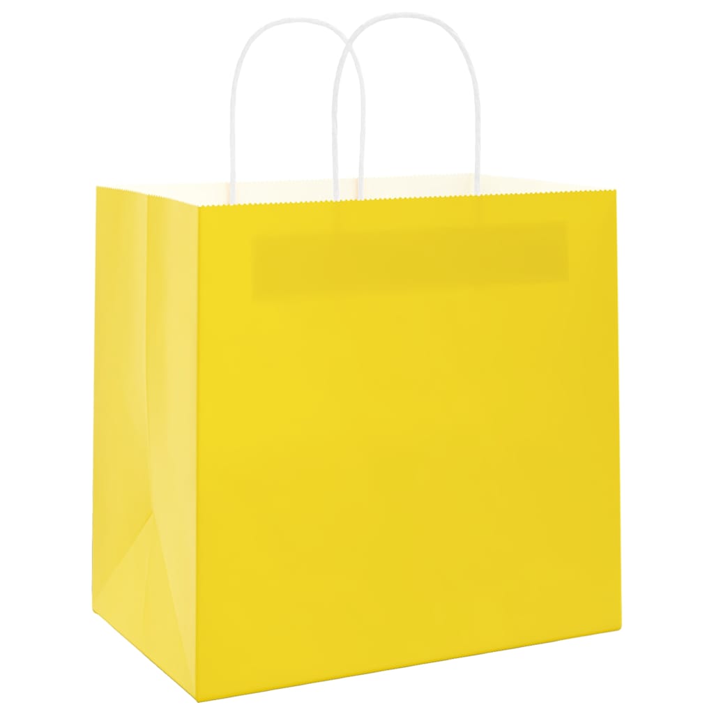 Pungi de hârtie 50 buc cu mânere galbene 26x17x25 cm GartenMobel Dekor